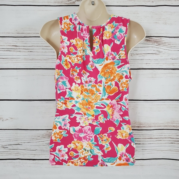 Chaps | Floral Keyhole Back Tank Top - Picture 6 of 7
